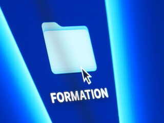 Formation - macro shot of folder on computer desktop with mouse pointer - zooming in on screen pixels