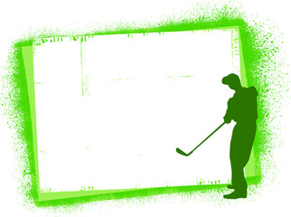 Golf player silhouette with grunge frame
