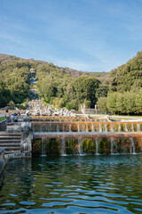 Fototapeta na wymiar View of the gardens of the Royal Palace of Caserta, The Fountain of Venus and Adonis, Italy