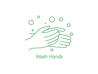wash hands thin line icon vector illustration 