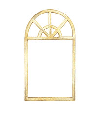 洋風の木製の窓枠　手描き色鉛筆画