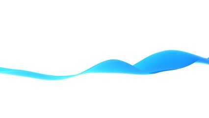 3d abstract wavy isolated background. Colored blue wave or line in the flow of motion and vibration on an empty white background.
