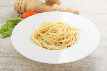 Italian pasta boiled spaghetti with oil