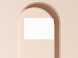 Minimalist horizontal white poster or photo frame mockup in minimalist architecture building