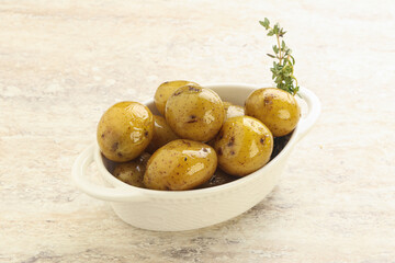 Boiled baby potato in the bowl