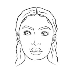 Line illustration of afro american woman with big lips