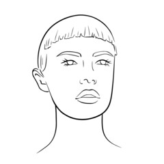 Line illustration of young girl with short haircut