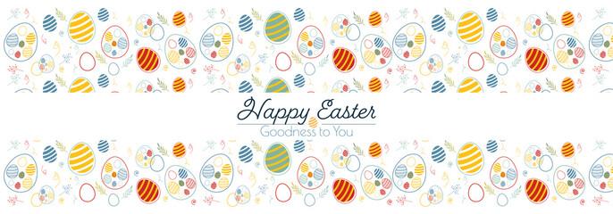Happy Easter banner.	Flat vector illustration.