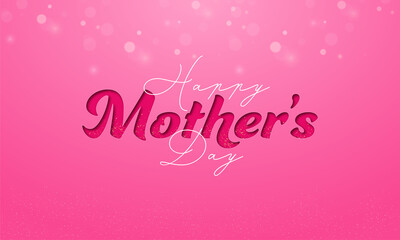 Fototapeta na wymiar Happy Mother's Day Font Against Pink Bokeh Blur Background.