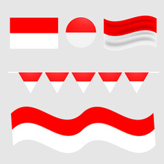 Set of collection Indonesia national flag design vector 