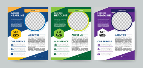 Download Three Color Professional Quality Business Flyer Designs.