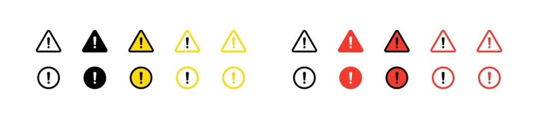 Risk warning icon. Triangle and circle warning sign. Alert message. Vector symbol.