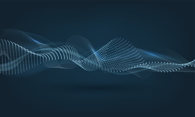 Abstract Wave Motion Background In Teal Blue Color.