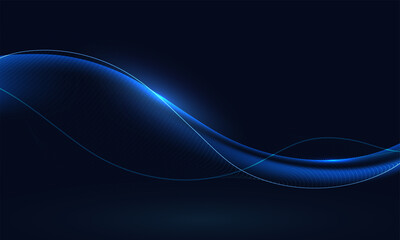 Fototapeta na wymiar Abstract Wave Motion Background With Lights Effect In Blue Color.