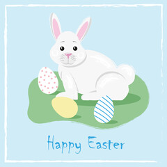 Postcard with Easter bunny and eggs
