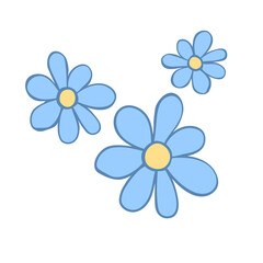 Flowers icon. Simple outline color vector illustration clip art in doodle flat style, isolated on white background