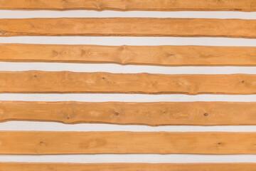 Wooden boards abstract interior plank design on background of white wall texture