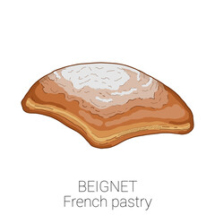 Beignet French Pastry Pattiserie Cake Colorful Vector Illustration
