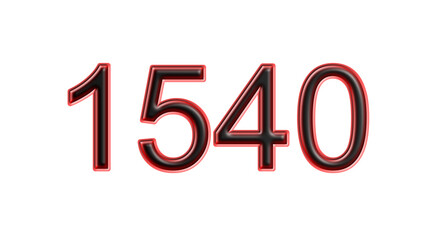 red 1540 number 3d effect white background