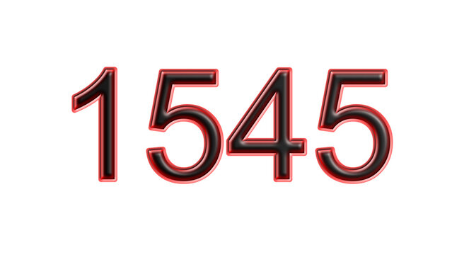 red 1545 number 3d effect white background