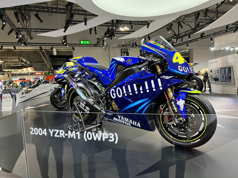 Milano, Italy - 2021 11 27: Eicma Milano Bike Expo Yamaha MotoGp Valentino Rossi 46 M1