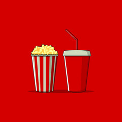 illustration of popcorn and drink flat design