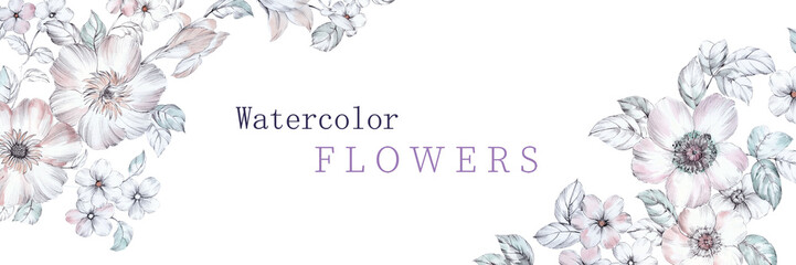 Watercolor flowers illustration