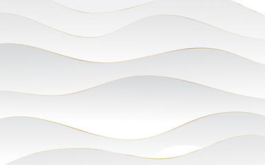 Elegant white overlap brown shade background with line golden elements. Realistic luxury paper cut style 3d modern concept. vector illustration for design.