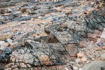 Volcaniclastic sedimentary rock in  Geo Park, Lai Chi Chong, Hong Kong
