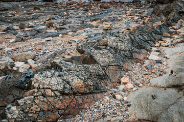 Volcaniclastic sedimentary rock in  Geo Park, Lai Chi Chong, Hong Kong