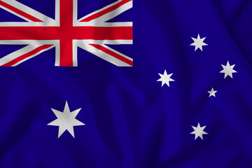 Australia flag with fabric texture. Close up shot, background