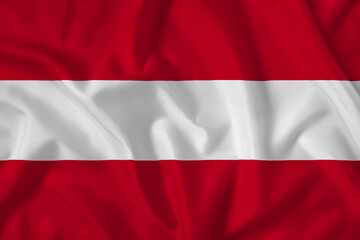 Austria flag with fabric texture. Close up shot, background