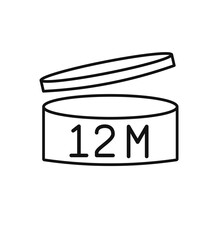 Expiration date 12 month icon. Period after opening symbol. Vector Illustration.