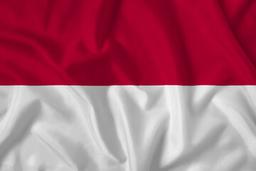 Indonesia flag with fabric texture. Close up shot, background