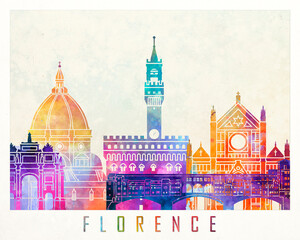 Florence landmarks watercolor poster