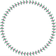 Round frame. Circle Ornamental decorative frame with leaves and floral element
