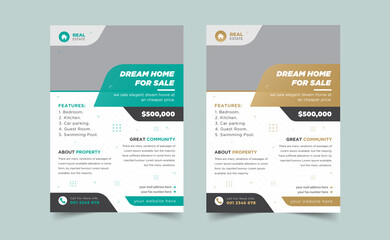 Simple Real Estate Flyer Layout, Modern real estate flyer design or elegant home for sale Flyer design template