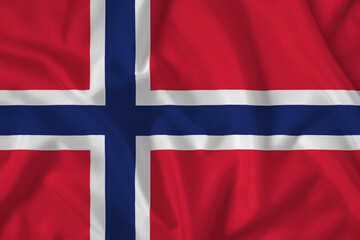 Norway flag with fabric texture. Close up shot, background