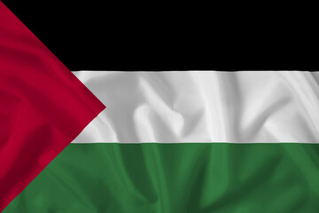 Palestine flag with fabric texture. Close up shot, background