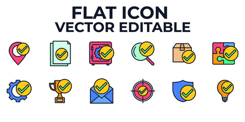 check mark set icon symbol template for graphic and web design collection logo vector illustration