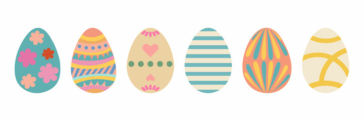 A set of Easter eggs on a white background
