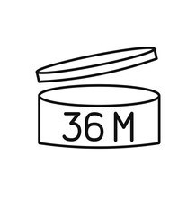 Expiration date 36 month icon. Period after opening symbol. Vector Illustration.