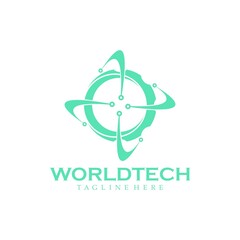 digital world technology logo template
