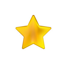 3D golden realistic star isolated on white background. Festive holiday icon. Celebration concept, metallic gold shape. Invitation mock up