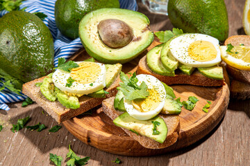 Toast with guacamole and egg