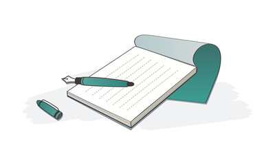 便箋と万年筆の挿し絵_B3【カラー】