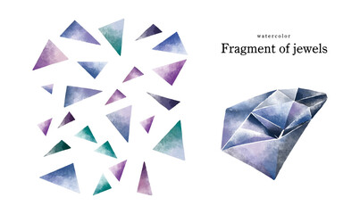 Fototapeta premium 宝石イメージの水彩風ベクターイラストセット