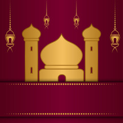 luxury background, mosque and golden lantern