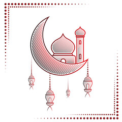 mosque poster vector, hand drawn style