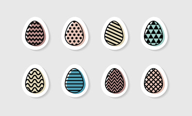 Colourful Easter eggs. Icon set. Vector